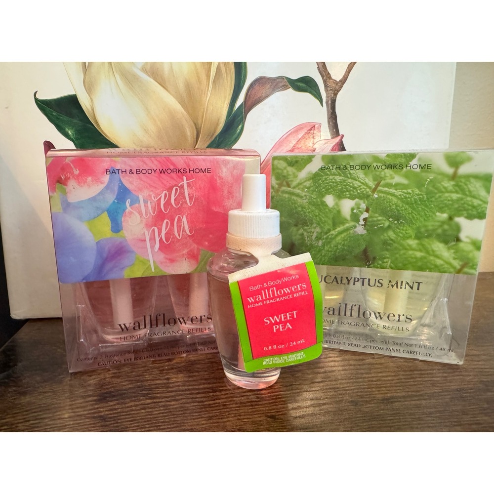 Bath & Body Works Wallflowers Refills 5-Pack Sweet Pea & Eucalyptus Mint Bundle
